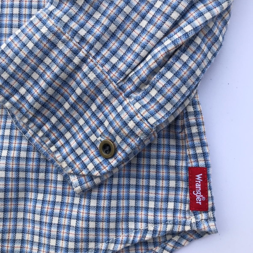 Wrangler Western Plaid Shirt XL Blue Long Sleeve Button Up Cowboy Workwear - Picture 5 of 11